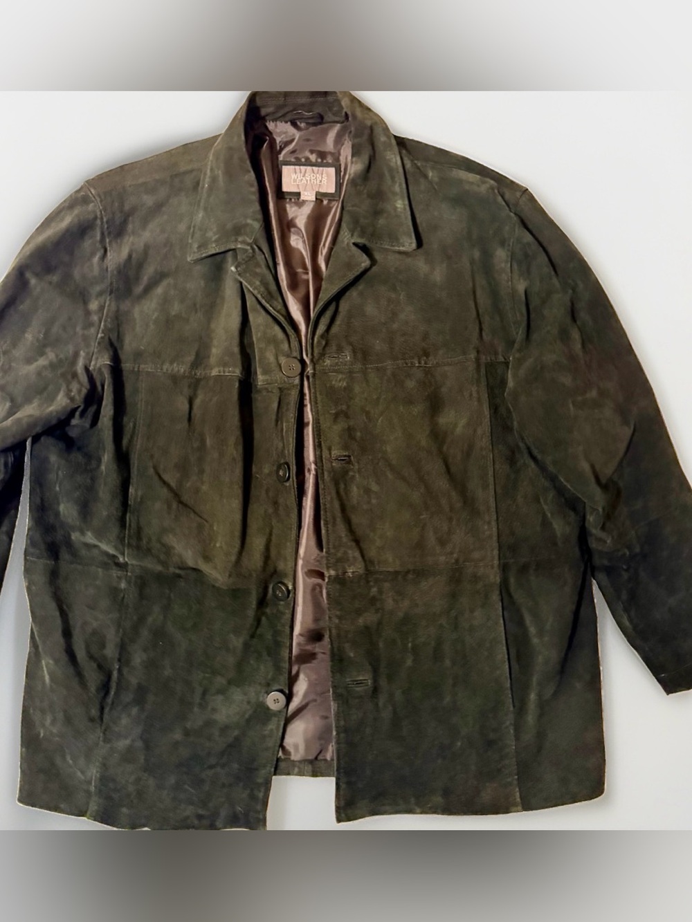 Vtg Wilsons Genuine Leather Black Suede Jacket Men Size XL Button Up